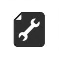 Icon depicting a wrench on a document-like shape. The icon is grayscale, with a black Royalty Free Stock Photo