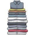 Stack of Folded Shirts Icon Designed in a Line Style on White Background. Royalty Free Stock Photo