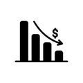 Black solid icon for Depleting Chart, analytics and app Royalty Free Stock Photo