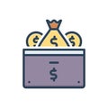 Color illustration icon for Deposits, credited and money