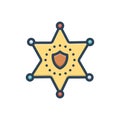 Color illustration icon for Deputy, sheriff and star