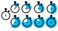 Timers icon set. Stopwatch symbol. Vector countdown circle clock counter timer