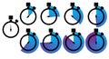 Timers icon set. Stopwatch symbol. Vector countdown circle clock counter timer