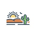 Color illustration icon for desert, infertile and natural