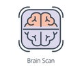 Icon design brain scan in flat line style.