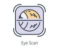 Icon design eye retina scan in flat line style. Royalty Free Stock Photo