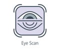 Icon design eye scan in flat line style. Royalty Free Stock Photo