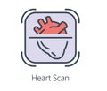 Icon design heart scan in flat line style.