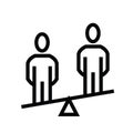 The icon design of two humans on a scale and looks trivial, is a form of representation of votes in elections or injustice