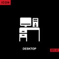 Icon desktop computer. Flat, glyph or filled vector icon symbol sign collection Royalty Free Stock Photo