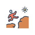 Color illustration icon for Determination, jump and courage