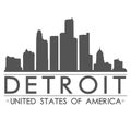 Detroit Skyline Silhouette Design City Vector Art