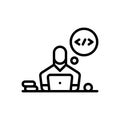 Black line icon for Developer, programmer and working Royalty Free Stock Photo