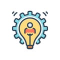 Color illustration icon for Development, evolution and lightbulb Royalty Free Stock Photo
