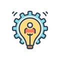 Color illustration icon for Development, evolution and lightbulb