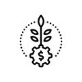 Black line icon for Development, plant and dollar Royalty Free Stock Photo