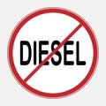 Icon diesel ban traffic sign is prohibiting to use vehicles