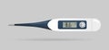 Icon of digital thermometer with measuring body temperature. Medical equipment for using at hospital or home. Realistic