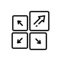 Black line icon for Direction, flank and pointer