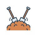 Color illustration icon for Dirt, filth and shovel