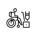 Black line icon for Disabled, crippled and person