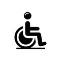 Icon of disabled person in wheelchair. Pictogram of an individual using a wheelchair featuring.