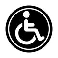 Icon of disabled person in wheelchair. Pictogram of an individual using a wheelchair featuring.