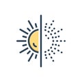 Color illustration icon for Disappear, sun and disappearance