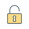 Color illustration icon for Disclose, open and unlock