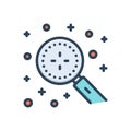 Color illustration icon for Discover, magnifying and detect