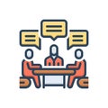 Color illustration icon for Discussion, speaking and staff Royalty Free Stock Photo