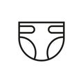 Icon for disposable baby or adult diapers. Simple linear vector illustration on a white background