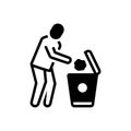 Black solid icon for Dispose, throw and dustbin