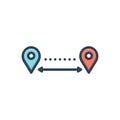 Color illustration icon for Distances, gps and location