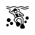 Black solid icon for Diving, plunge and ocean