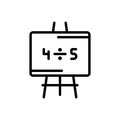 Black line icon for Division, number and blackboard