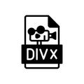 Black solid icon for Divx, application and download Royalty Free Stock Photo