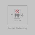 Do not talking in elevator Prevent the spread of Covid-19 by dividing the standing position in the transport lift.