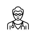 Black line icon for Doctor, stethoscope and health