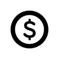Black solid icon for Dollar, finance and money Royalty Free Stock Photo