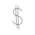 Icon with a dollar sign. linear drawing without pouring. vector illustration