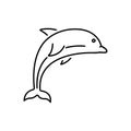 Black line icon for Dolphin, bio sonar and mammal Royalty Free Stock Photo