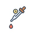 Color illustration icon for Dosage, dropper and medicine