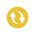 Icon of double reverse arrows in color circle