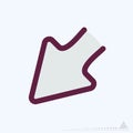 Icon Down Left - Color Line Cut Style Royalty Free Stock Photo