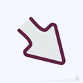 Icon Down Right - Color Line Cut Style Royalty Free Stock Photo