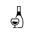 Black solid icon for Drink, beverage and bottle