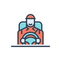 Color illustration icon for Drive, steering wheel and driver Royalty Free Stock Photo