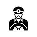 Black solid icon for Driver, chauffeur and motorist