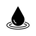 Black solid icon for Drop, pure and ripple